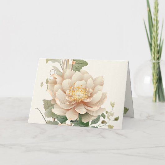 Vintage bruiloft Lotus Bloem Bedankkaart (Achterkant)