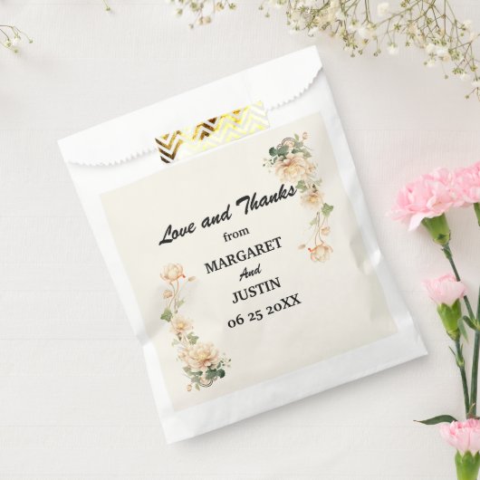 Vintage bruiloft Lotus Bloem Bedankzakje (Gezegeld)