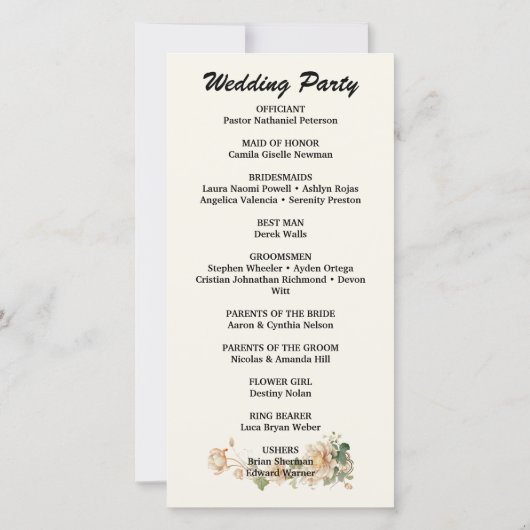 Vintage Bruiloft Lotus Bloem Bruiloft Programma (Achterkant)