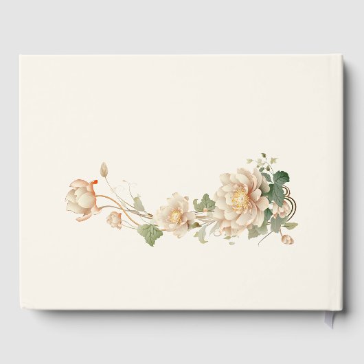 Vintage bruiloft Lotus Bloem Gastenboek (Achterkant)