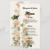 Vintage bruiloft Lotus Bloem Menu (Voorkant / Achterkant)