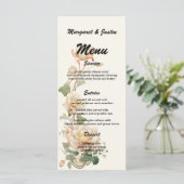 Vintage bruiloft Lotus Bloem Menu (Staand voorkant)