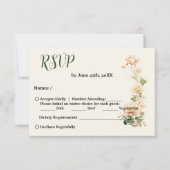 Vintage bruiloft Lotus Bloem RSVP Kaartje (Voorkant)