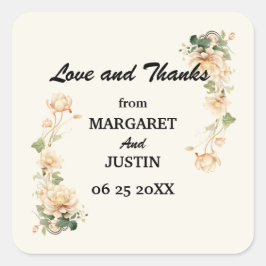 Vintage bruiloft Lotus Bloem Vierkante Sticker