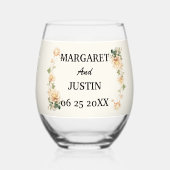 Vintage bruiloft Lotus Bloem Wijnglas Zonder Voet (Voorkant)