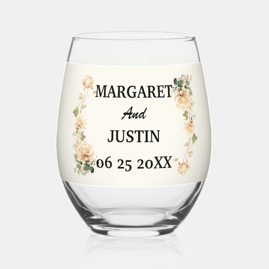 Vintage bruiloft Lotus Bloem Wijnglas Zonder Voet (Achterkant)