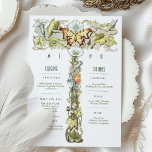 Vintage bruiloft menu & Drinken Kaart vlinder moti<br><div class="desc">Verbeter uw huwelijksfeest met dit prachtig gemaakte Art Nouveau huwelijksmenu en Drink Kaart. De voorkant heeft een elegante vlinder en bloemmotief in zachte, aardse tinten van groen, geel en beige, ingewikkeld omlijst met klimop en bloemen. De rug is versierd met een delicaat bloemembleem, waardoor een harmonieuze en tijdloze uitstraling ontstaat....</div>