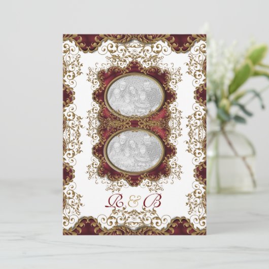 Vintage bruiloft met bruinkgoud kaart (Staand voorkant)