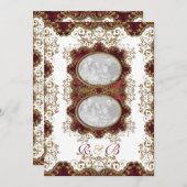 Vintage bruiloft met bruinkgoud kaart (Voorkant / Achterkant)