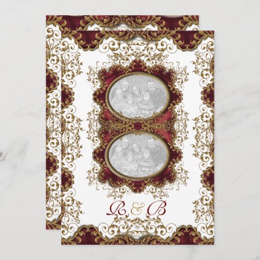 Vintage bruiloft met bruinkgoud kaart (Voorkant / Achterkant)