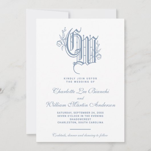 Vintage bruiloft monogram kaart (Voorkant)