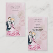Vintage bruiloft paar met roze rozen visitekaartje (Voorkant / Achterkant)