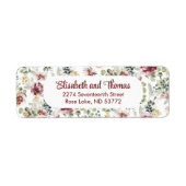 Vintage bruiloft pastel rozen retour adres label (Voorkant)