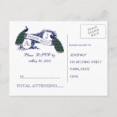 Vintage bruiloft, pauw bruiloft RSVP Kaart (Achterkant)