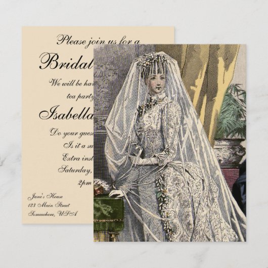 Vintage bruiloft portret Vrijgezellenfeest Kaart (Voorkant / Achterkant)