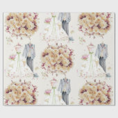 Vintage bruiloft - Roze & Wit- Boeket Cadeaupapier (Vlak)