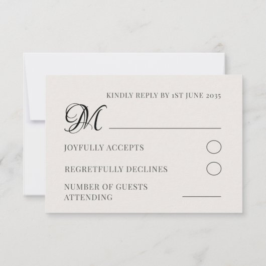 Vintage bruiloft RSVP Antiek Grijs & Wit (Achterkant)