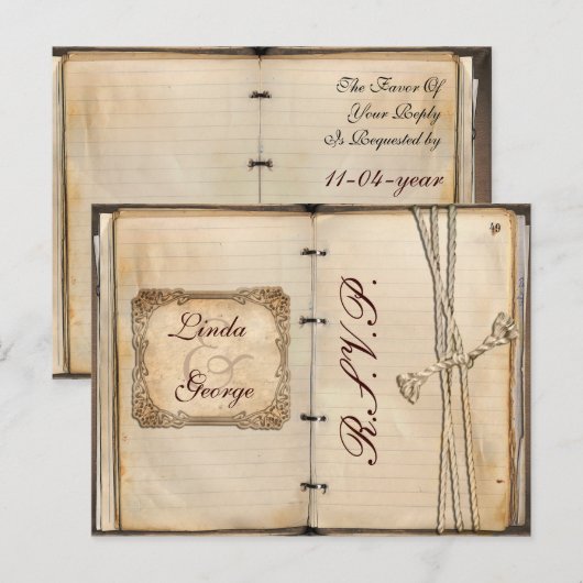 vintage bruiloft rsvp kaart (Voorkant / Achterkant)