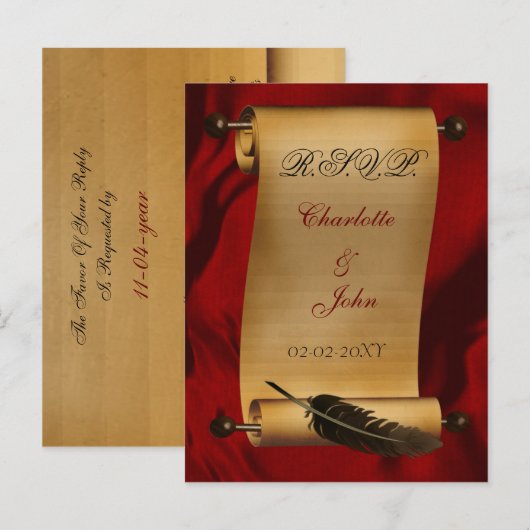 vintage bruiloft rsvp kaart (Voorkant / Achterkant)