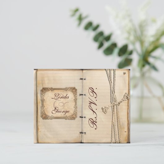 vintage bruiloft rsvp - kaarten (Staand voorkant)