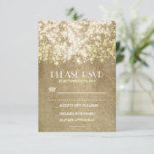 vintage bruiloft RSVP kaarten met string lichten Kaartje (Staand voorkant)