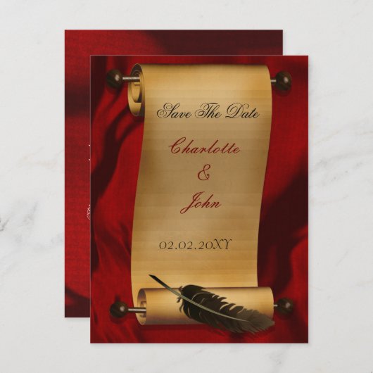 Vintage bruiloft Save the date aankondiging (Voorkant / Achterkant)