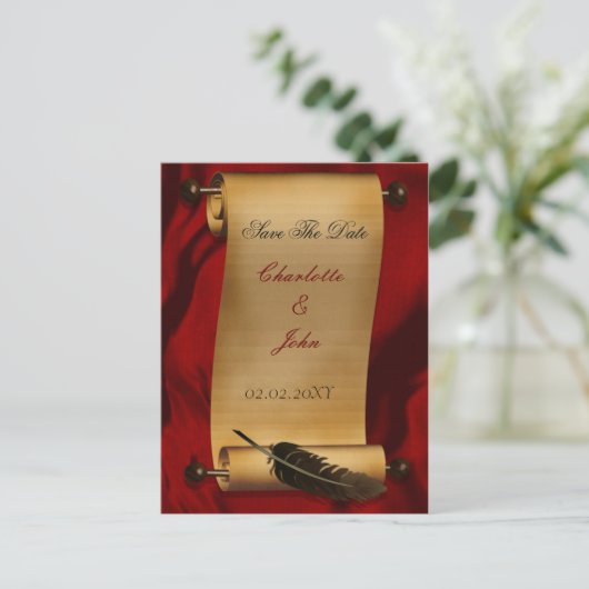 Vintage bruiloft Save the date aankondiging (Staand voorkant)