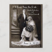 Vintage bruiloft Save the date Briefkaart (Voorkant)