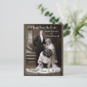 Vintage bruiloft Save the date Briefkaart (Staand voorkant)