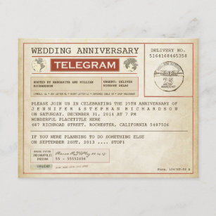 vintage bruiloft telegram uitnodiging