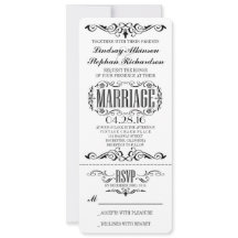 Vintage bruiloft ticket uitnodiging