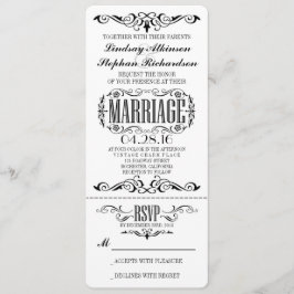 Vintage bruiloft ticket uitnodiging