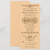 Vintage bruiloft ticket uitnodiging (Voorkant / Achterkant)