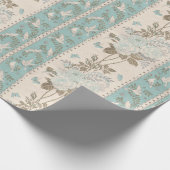 Vintage bruiloft turquoise bloemenduiven vlinders cadeaupapier (Hoek)