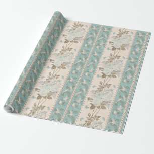 Vintage bruiloft turquoise bloemenduiven vlinders cadeaupapier