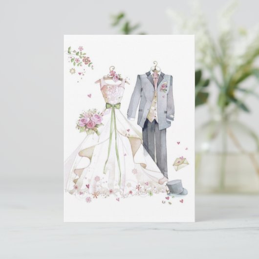 vintage bruiloft-uitnodiging bedankkaart (Staand voorkant)