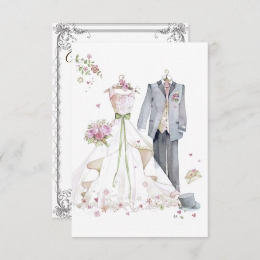 vintage bruiloft-uitnodiging bedankkaart (Voorkant / Achterkant)