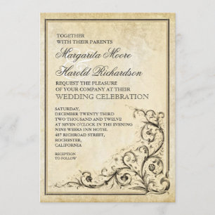 Vintage bruiloft uitnodiging met bloeiende zirels