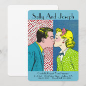 Vintage bruiloft uitnodiging, retro, Pop art 50's Kaart (Voorkant / Achterkant)