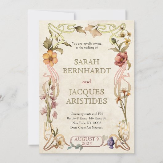 Vintage bruiloft uitnodigingen Art Nouveau Deco (Voorkant)