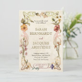 Vintage bruiloft uitnodigingen Art Nouveau Deco (Staand voorkant)