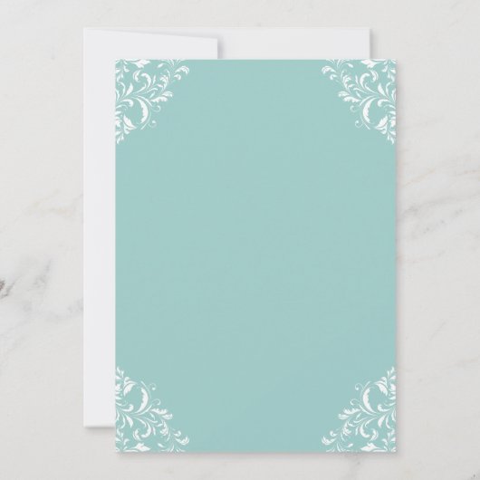 Vintage bruiloft uitnodigingen | licht turquoise-B (Achterkant)