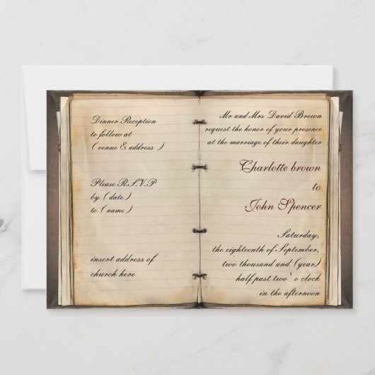 Vintage bruiloft Uitnodigingskaarten Kaart (Achterkant)