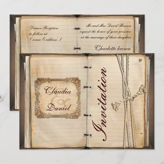 Vintage bruiloft Uitnodigingskaarten Kaart (Voorkant / Achterkant)