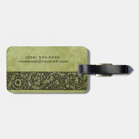 Vintage bruiloft, Victoriaans bloemenrol Bagagelabel (Achterkant horizontaal)