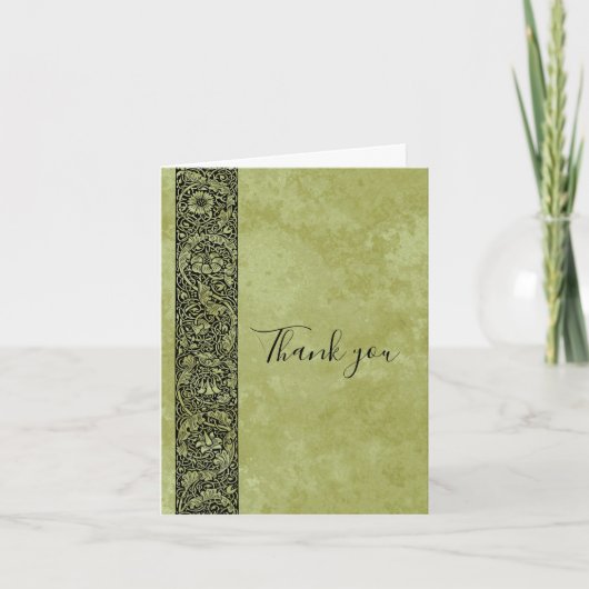 Vintage bruiloft, Victoriaans bloemenrol Bedankkaart (Voorkant)