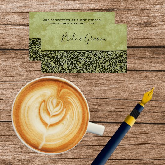 Vintage bruiloft, Victoriaans bloemenrol Informatiekaartje