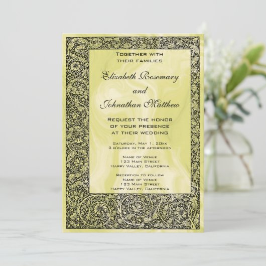 Vintage bruiloft, Victoriaans bloemenrol Kaart (Staand voorkant)