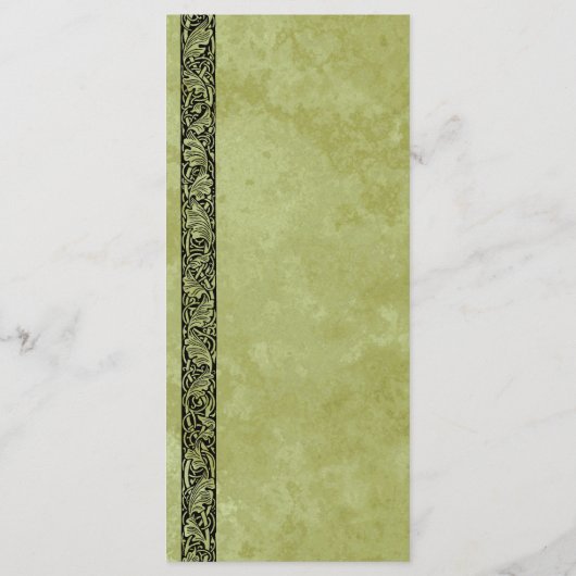 Vintage bruiloft, Victoriaans bloemenrol Menu (Achterkant)