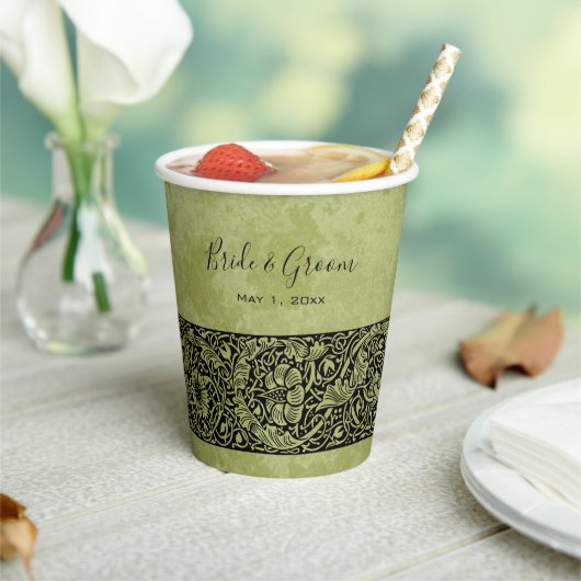 Vintage bruiloft, Victoriaans bloemenrol Papieren Bekers (Insitu)